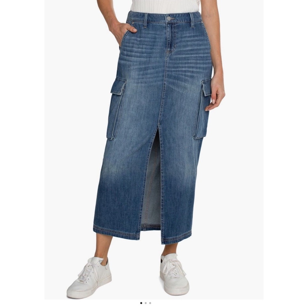 Liverpool Los Angeles Women's Denim Bellow Cargo Skirt - NWT Willow Glen Size 6